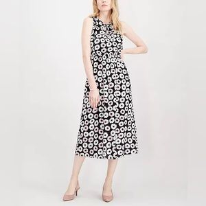 Maison Jules Black Floral Midi Dress, Women Size Small